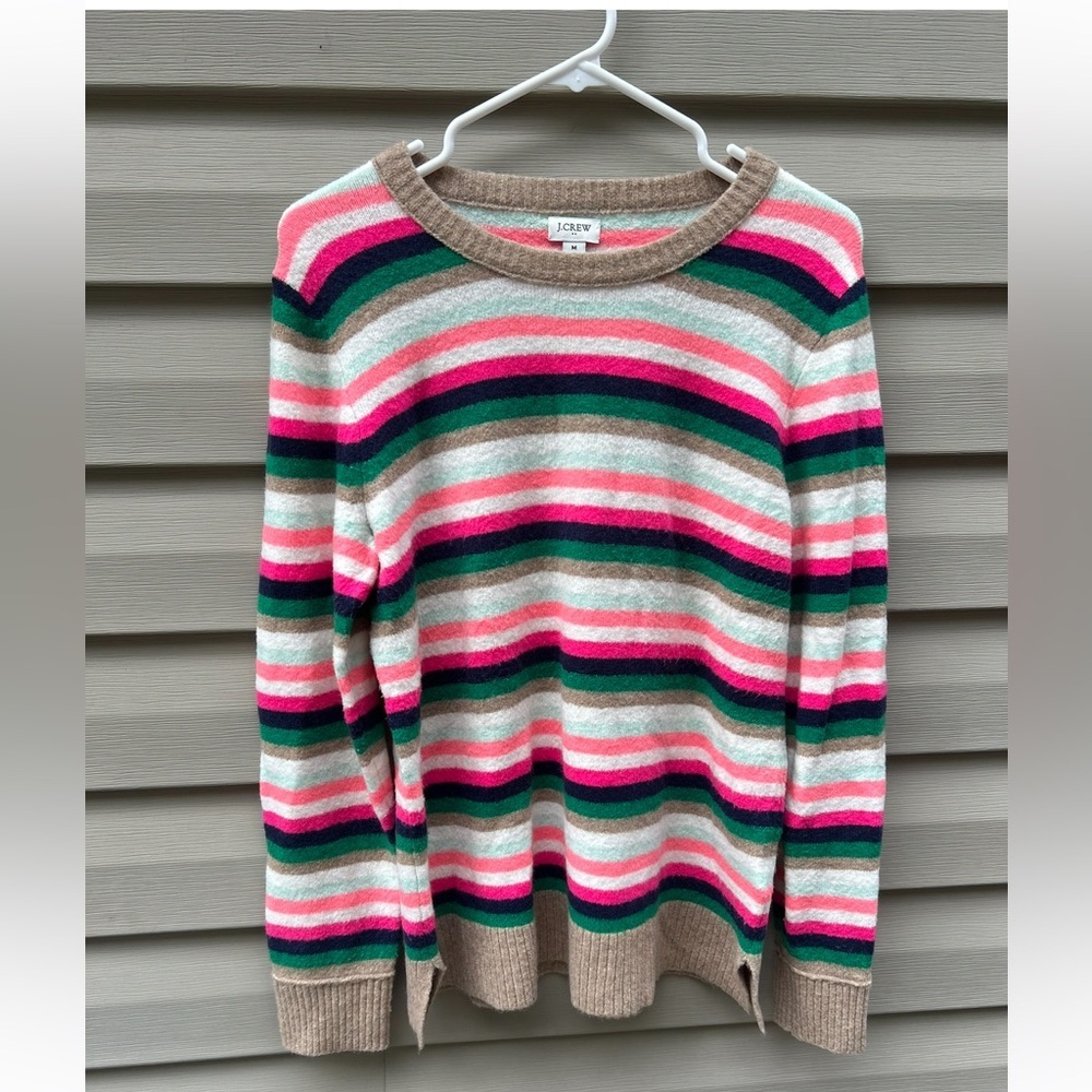 J Crew Factory size M ultra plush soft striped pullover preppy sweater